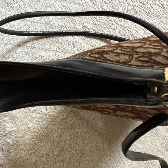 CHRISTIAN DIOR Authentic Vintage Shoulder Clutch Bag Canvas Leather Bord… - Picture 8 of 11